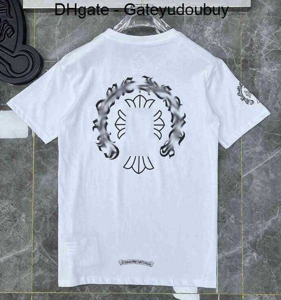 

fashion mens classic t shirts brand t-shirts ch white short sweater casual embossed letter horseshoe sanskrit cross pattern designers tees w, White;black