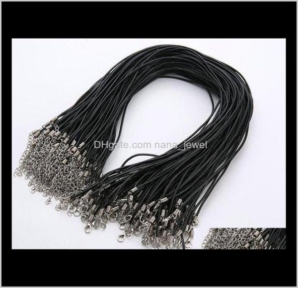 

wire findings drop delivery 2021 whole 2mm jewelry components lots necklace black brown real leather cord lobster clasp fit pe8826514, White;red