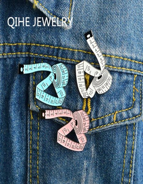 

tape measure enamel pins brooches cartoon pink blue white lapel badge jewelry gift for friends2237284, Gray