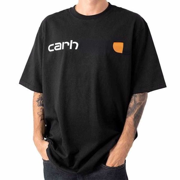 

mens short sleeved t shirt carh designer tshirt round neck pullover men women tee casual all match tshirts summer loose black cotton tank ca, White;black