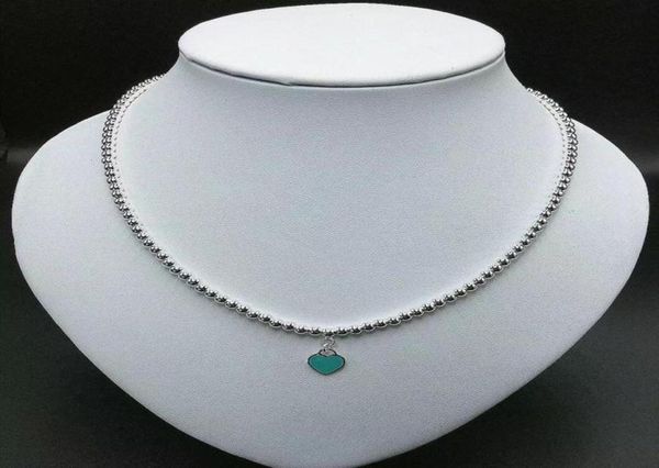 

chains 11 925 sterling silver classic fashion mini epoxy heart pendant 4mm round bead necklace ladies holiday jewelry gift9024530