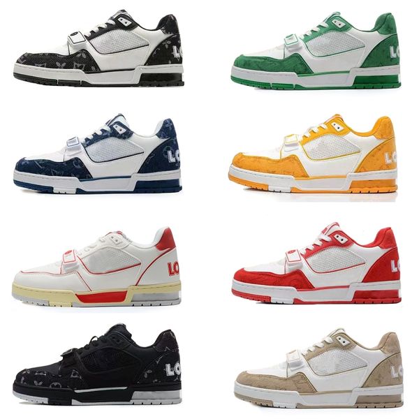 

designer shoes sports shoes men leather canvas panels outdoor sneakers