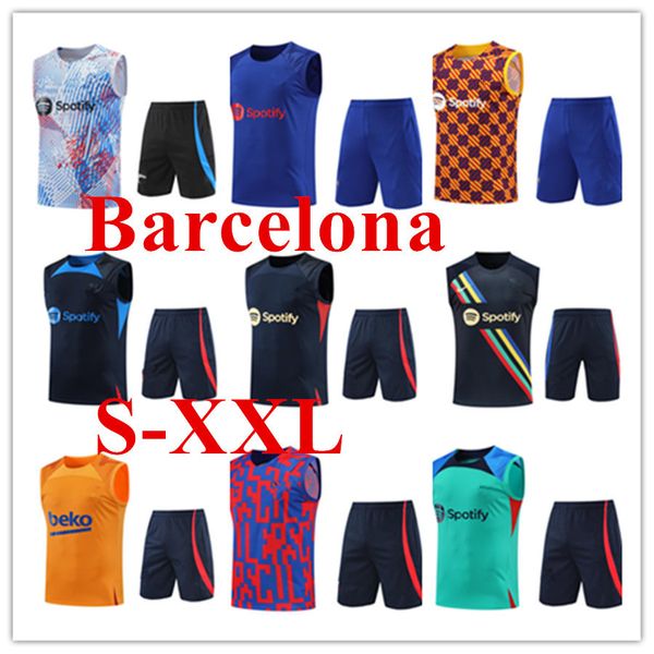 

2023 men barcelona tracksuit soccer jersey barca set training suit auba pedri gavi 22/23 short sleeve vest suit tracksuits, Gray