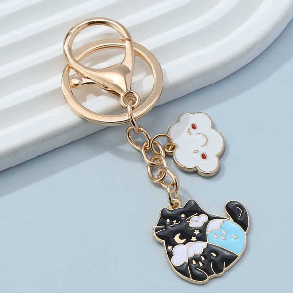 

key rings cute cat cloud enamel keychain lovely animal key chain souvenir gifts for making handmade diy jewelry accessories crafts aa230411, Slivery;golden