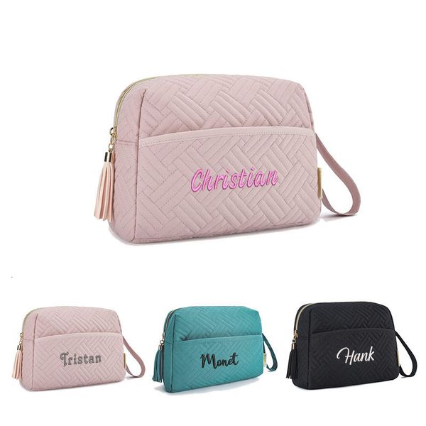 

cosmetic bags cases personalized largecapacity toiletries custom embroidery portable handheld travel storage souvenir gift 230412