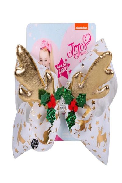 

jojo siwa christmas elk 8 inches gold stamped printed bowknot hairpin the chirsrmas gift for kids2907852, Slivery;white