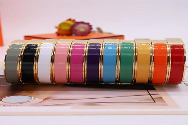 

luxury designer titanium steel enamel rainbow bangle fashion man and women jewelry bracelet with box5155706, Black