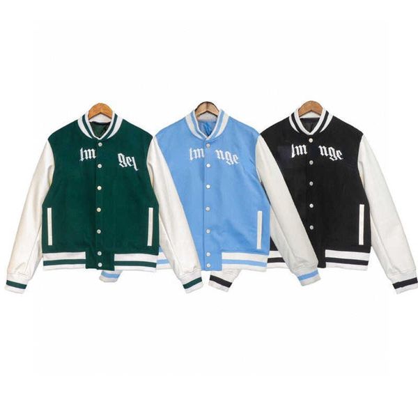 

mens baseball jacket pu stitching sweatshirt designer jacket men women button-down cardigan casual shirt embroidery letter coat, Black;brown