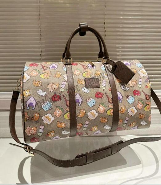 

double letter fashion design travel bag men women luxury duffle canvas leather luggage handbags large capacity luxury designer luggage shoul