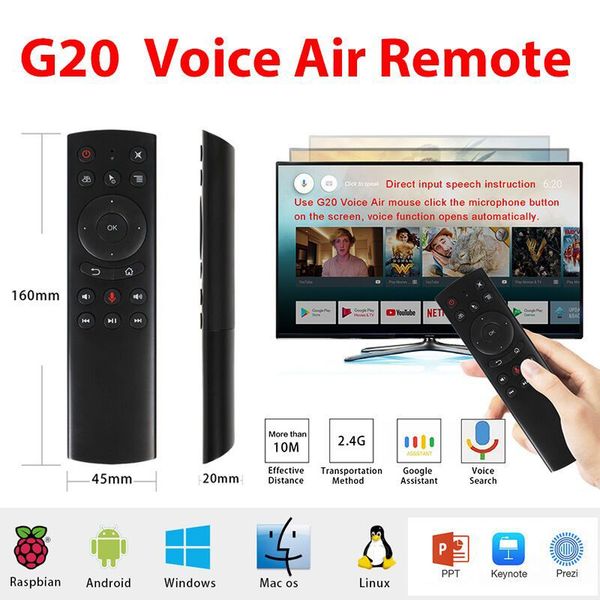 

g20 g20s gyro smart voice remote controlers ir learning 2.4g wireless fly air mice for x96 mini h96 max x99 android tv box