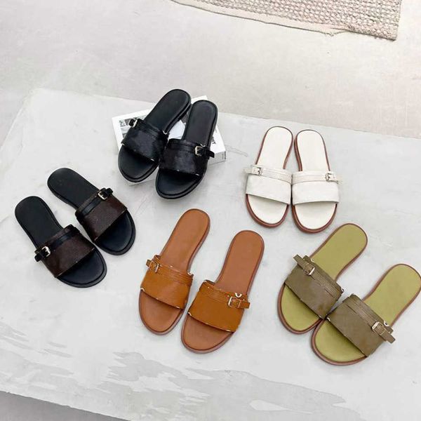 

women slides flats slipper fur lock it mules leather slides designer mink flat slippers sandals flip flops good quality with box 35-42 no372, Black