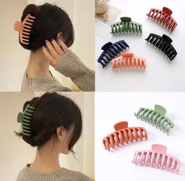 

simple solid color clip women matte black plastic hair claw girls large hair clamps claw clip crab for hair accessories9062116