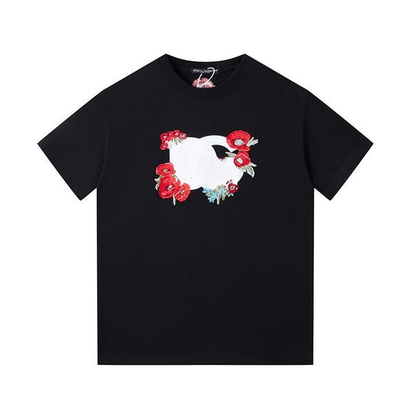 

gd46g rose embroidery designer t shirt summer short sleeve men women tshirt tee mens clothes, White;black