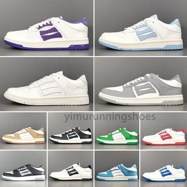 

with box designer casual shoes skel low leather sneaker men women light bone shoe white lilac lime blue pink orange pupple black trainers fa