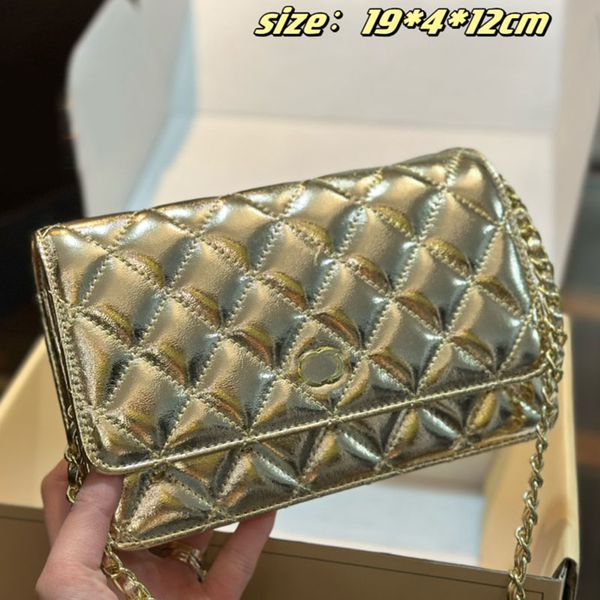 

women designer classic flap woc bag caviar/lambskin leather gold metal hardware matelasse chain crossbody shoulder handbag mini purse wallet