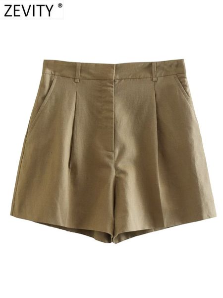 

women's shorts zevity women's fashion solid color pleated design bermuda shorts women's fashion zip pocket casual shorts pant, White;black
