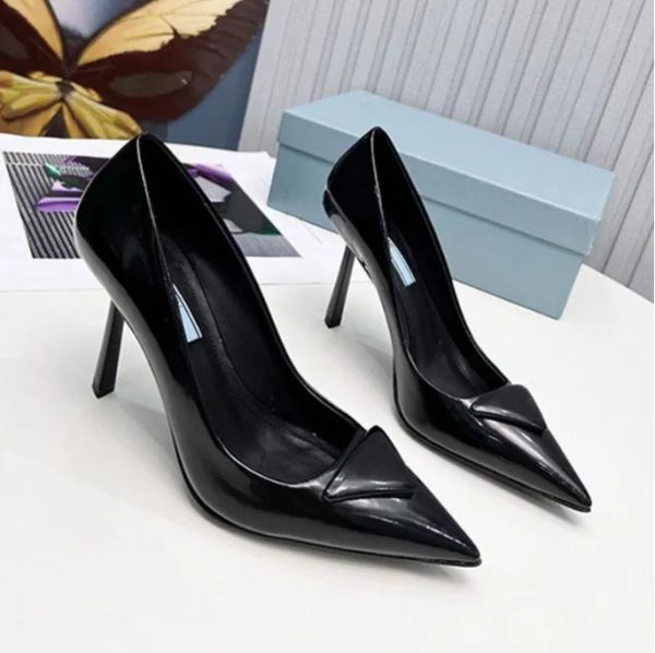 

summer triangle brushed leather sandals shoes for women slingback pumps luxury footwear women high heels party wedding dress 35-40, Black