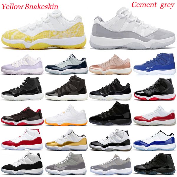 

jumpman 11 low basketball shoes white bred yellow snakeskin cool grey midnight navy men sneakers