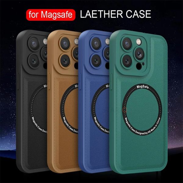 

for magsafe magnetic wireless charge leather case for iphone 14 13 12 11 pro max x xr 8 plus 10 se 2022 cover on 13pro