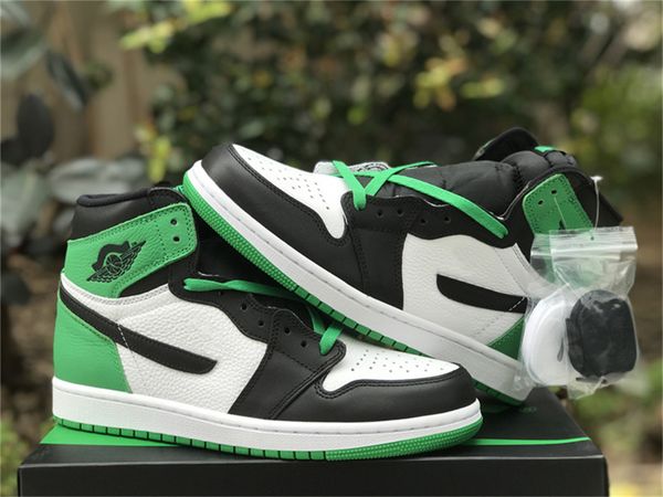 

2023 release authentic shoes air 1 1s high og lucky green black/lucky green-white dz5485-031 men women outdoor sports sneakers with original, White;red
