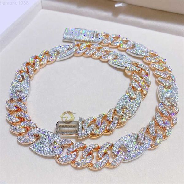 

thick heavy solid sterling silver 925 moissanite cuban diamond mariner link chain
