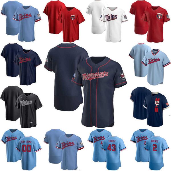 

custom jersey mens women youth minnesota''twins''2 luis arraez 61 cody stashak 56 caleb thielbar 43 lewis thorpe basebal, Blue;black