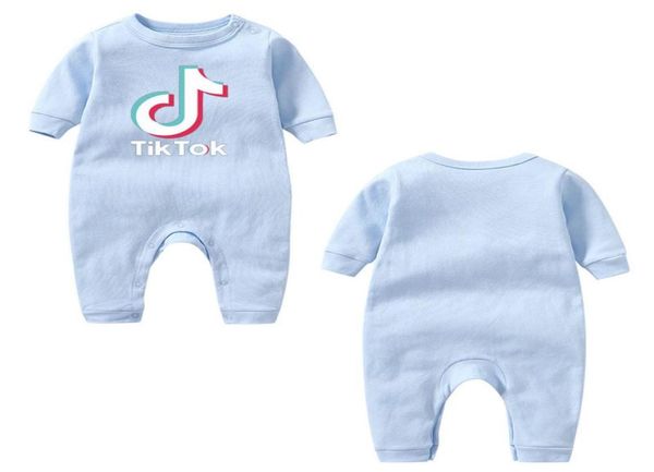 

tik tok baby newborn romper breathable and comfortable boys girls longsleeved jumpsuit fashion short video children039s clothi5131333, Blue
