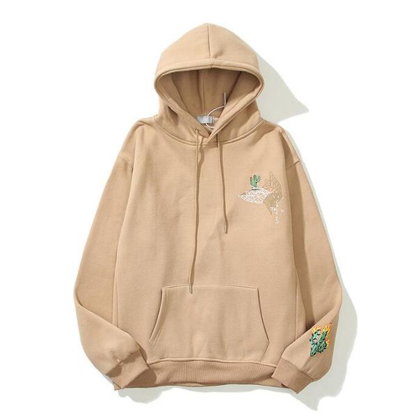 

tn219 spring hip hop man sweatshirt cactus embroidery fleece mens hoodie jumper designer hoodies streetwear pullover men's clothing, Black