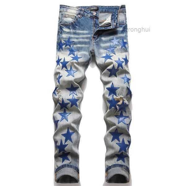 

men's jeans distressed ripped skinny mens slim motorcycle moto biker causal denim pants hip men o4ei 3 a4ru, Blue