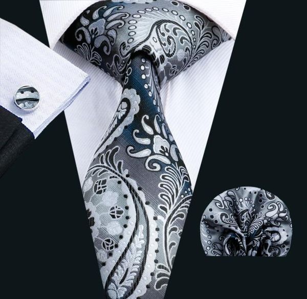 

black men neck tie classic silk tie sets paisley men ties tie hankerchief cufflinks jacquard woven meeting business wedding party 9048839, Black;blue