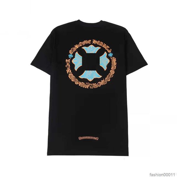 

women's heart classic luxury t shirt ch brand tees mens chromes sanskrit letter short sleeve horseshoe couple designer t-shirts polosg, White