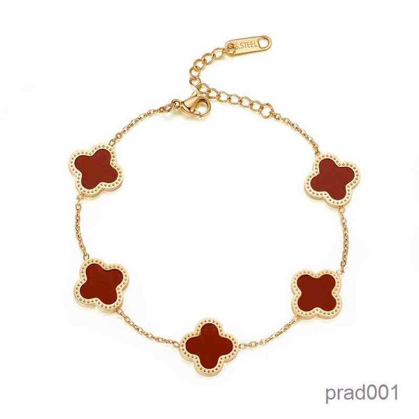 

2023 luxury wholale jewelry gold gift stainls steel bracelet 18k women lucky flower, Golden;silver