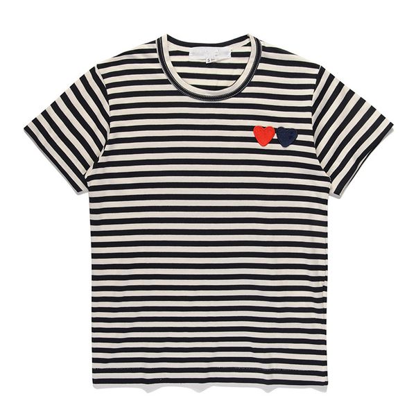 

designer womens clothes cdg cotton breathable men's t shirts commes des embroidery heart striped tank play shirts women couple lovers t, White;black