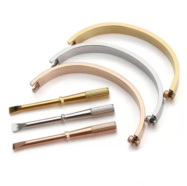 

love bracelet bangles designer thin luxe fashion jewelry screw screwdriver nail bracelets cuff gold silver rose 4cz stainless stee2144917, Black