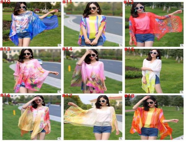 

floral bikini cover ups flower beach smock fashion bohemian sarong chiffon wrap pareo driving scarves sunscreen shawl poncho beach2887055, Blue;gray