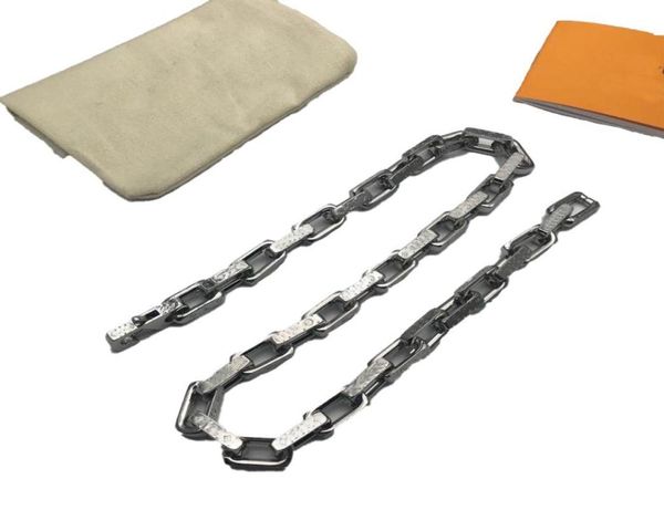 

21ss l designer chains 3color splicing bamboo necklace orange bracelet grass tide gold whit box link 29914607, Silver