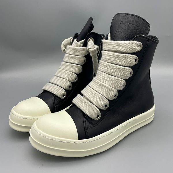 

dress shoes rick men sneaker leather jumbo lace boots owens luxury women's sneakers men's casual trainer 230412, Black