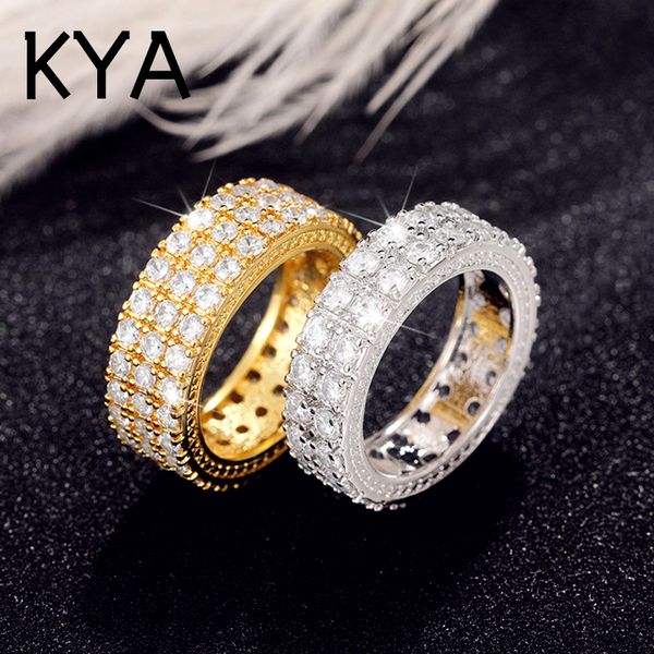 

gold color/silver color promise rings full paved cz stone fashion versatile wedding jewelry for women, Golden;silver
