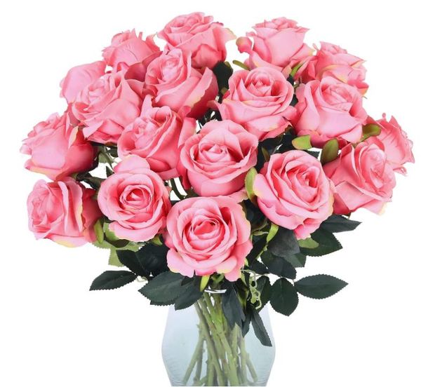 2023 Roses Artificial Flowers Rose Flower Branch Artificial Red Roses Real Touch Fake Rose for Wedding Home Decor