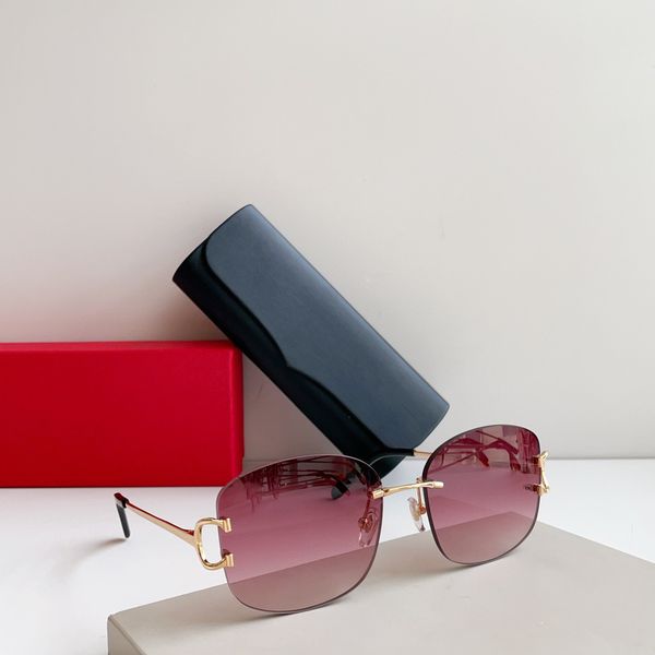 

fashion design sunglasses 0032rs vintage rimless crystal cut surface frame popular vintage uv400 lens eye protection classic style with case, White;black