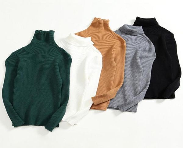 

baby kids girls turtleneck solid ribbed pullover casual sweater children girl fashion fall spring winter base sweaters clothes9955083, Blue