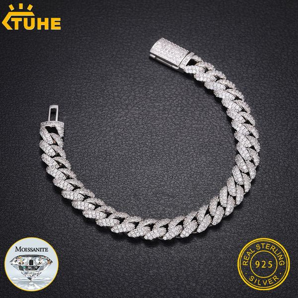 

chain 10mm cuban men bracelet s925 silver fine jewelry for hip hop 230411, Black