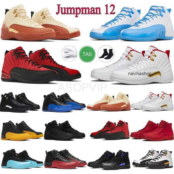 

designer jumpman 12s basketball shoes 12 mens utility reverse flu game shoe dark university blue nylon cherry popular trainers sports walkin