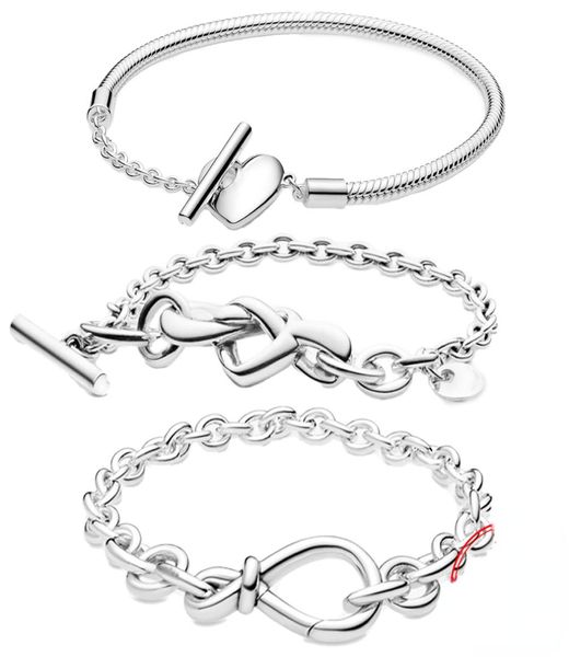 

new trending 925 sterling silver charm bracelet knotted heart t bracelet for european pandora women039s jewelry bracelet fashio6989489, Golden;silver