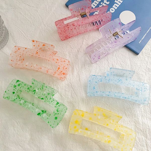 

korean hair clips for women plastic colorful geometry large claw clip girls hair accessories barrettes, Slivery;white