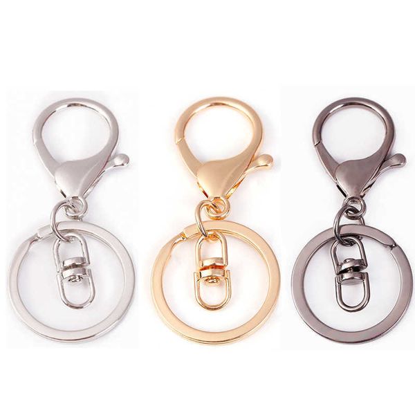 

key rings 5pcs/lot key ring 30mm keychain long 70mm lobster clasp key hook keyrings for jewelry making finding diy key chains accessories aa, Slivery;golden