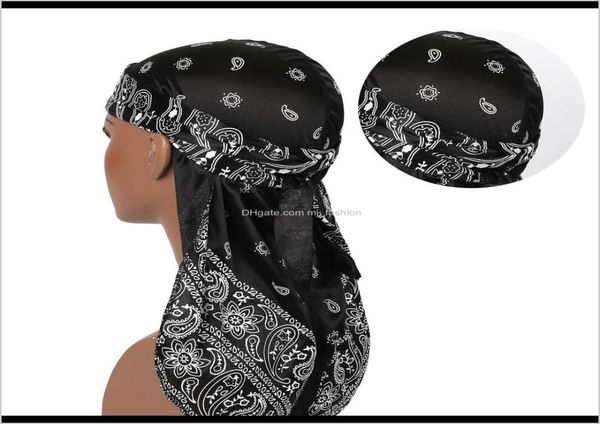 

bandanas wraps hats scarves gloves fashion aessories drop delivery 2021 printing durags long tail durag bandana turban wigs hip8689183, Blue;gray