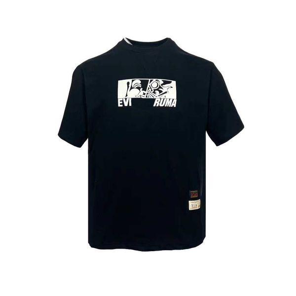 

designer luxury evisud classic high version 2023 new smoking dharma big m print casual men and women couple round neck short sleeve t-shirt, Black;brown