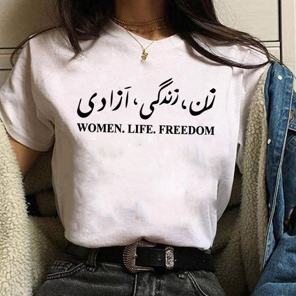 

womens tshirt woman life om harajuku oneck short sleeves 230411, White