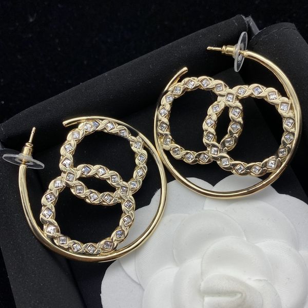 

luxury brand designers double letters stud dangle hoop geometric women geometric metal crystal rhinestone pearl earring wedding party jewerl, Silver